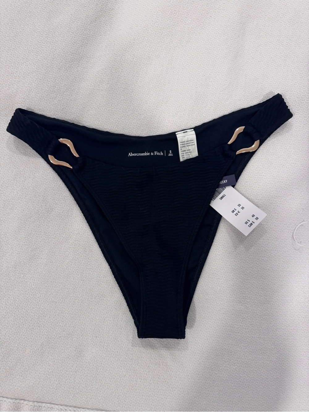 Abercrombie & Fitch Black Bikini Bottom with Gold Rings